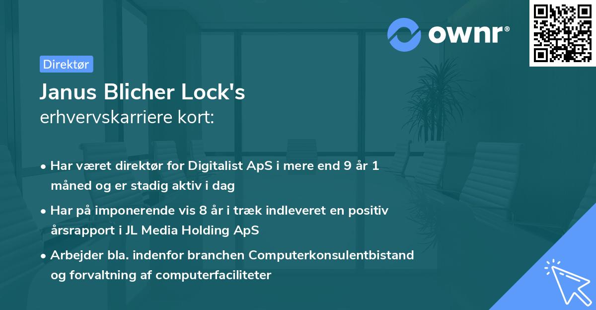 Janus Blicher Lock's erhvervskarriere kort