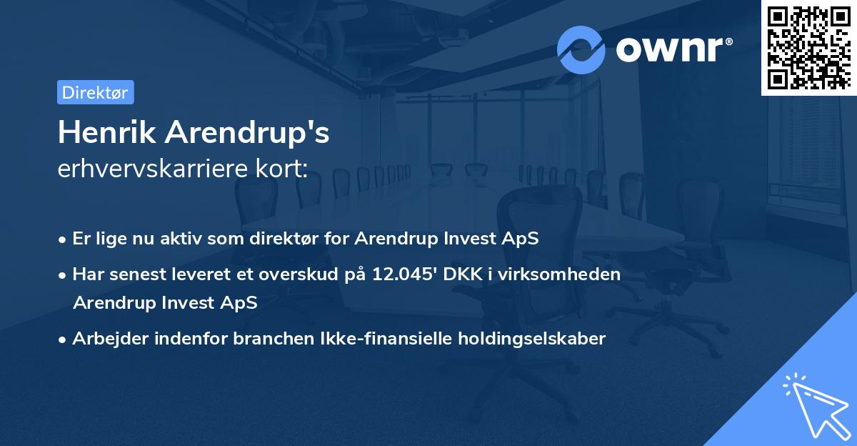 Henrik Arendrup's erhvervskarriere kort