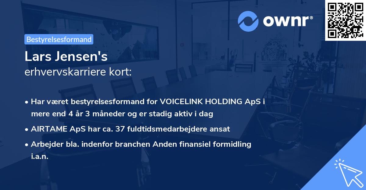 Lars Jensen's erhvervskarriere kort