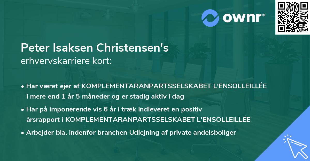 Peter Isaksen Christensen's erhvervskarriere kort