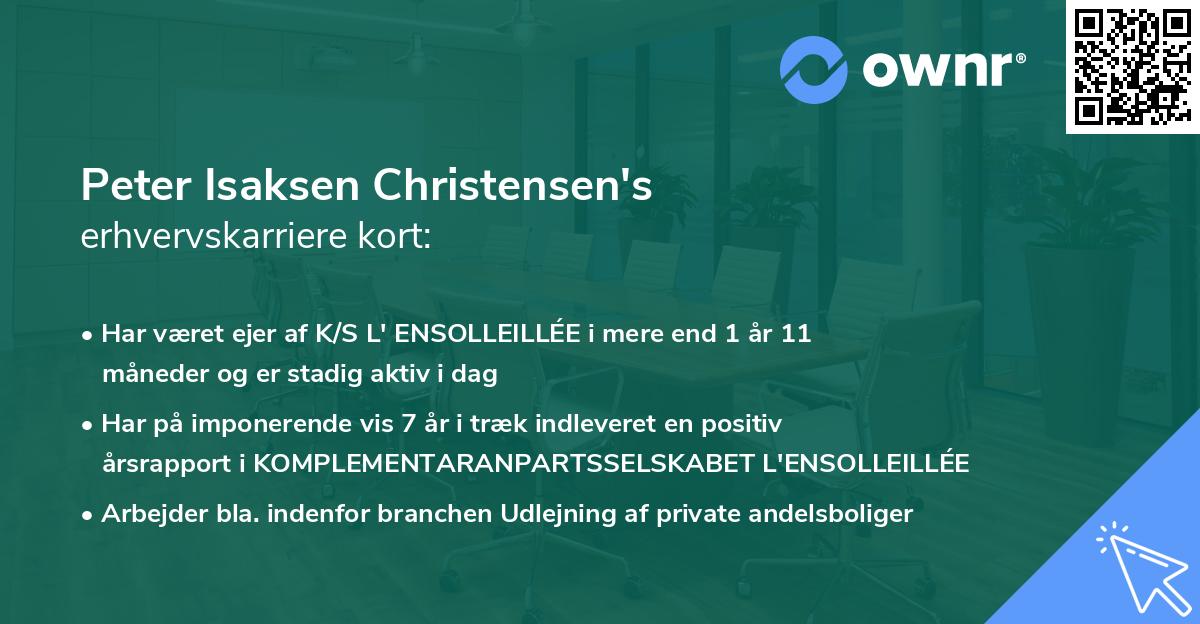 Peter Isaksen Christensen's erhvervskarriere kort