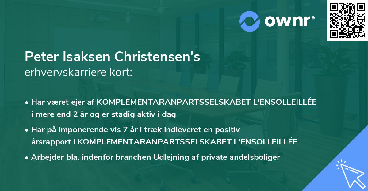 Peter Isaksen Christensen's erhvervskarriere kort