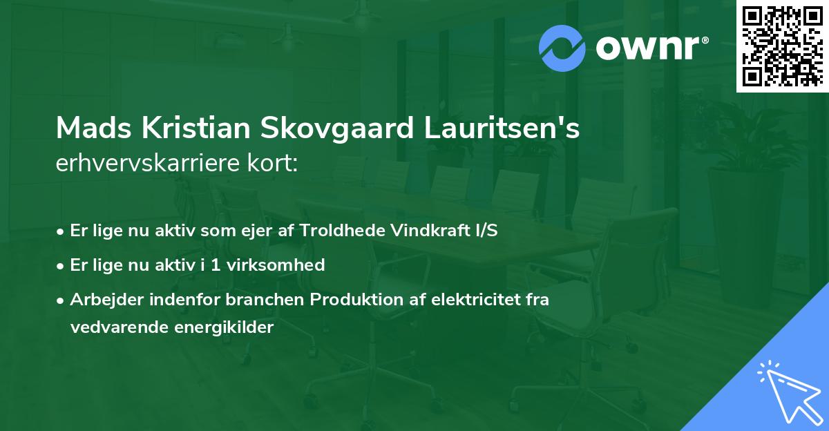 Mads Kristian Skovgaard Lauritsen's erhvervskarriere kort