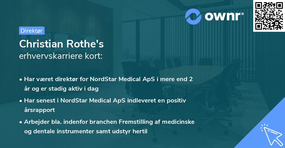 Christian Rothe's erhvervskarriere kort