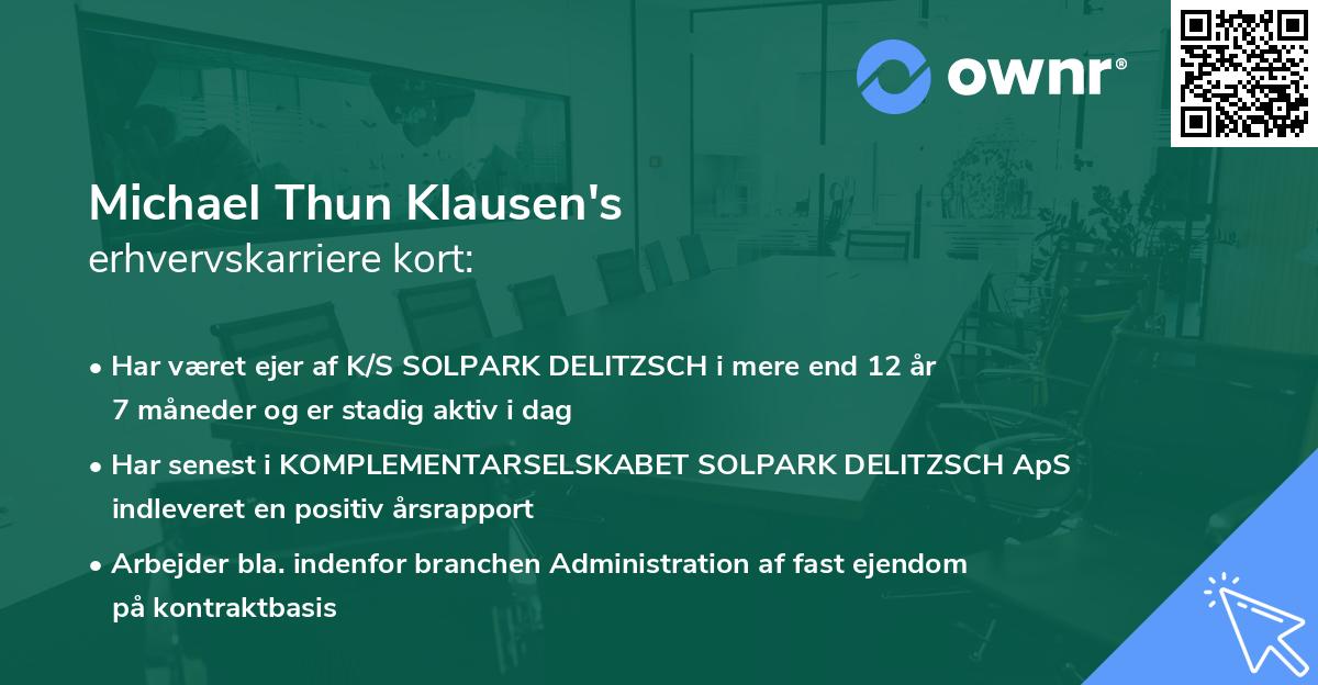Michael Thun Klausen's erhvervskarriere kort