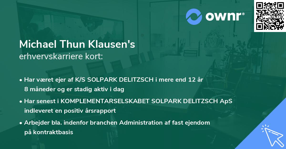 Michael Thun Klausen's erhvervskarriere kort