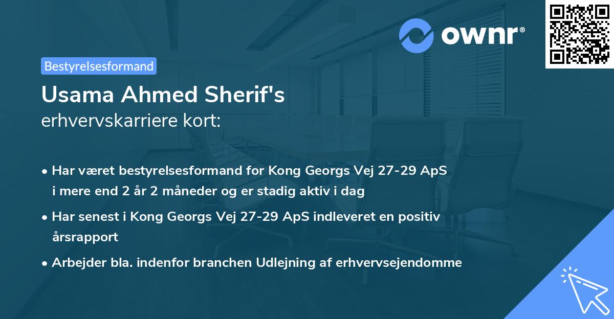 Usama Ahmed Sherif's erhvervskarriere kort