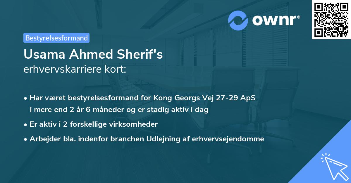 Usama Ahmed Sherif's erhvervskarriere kort