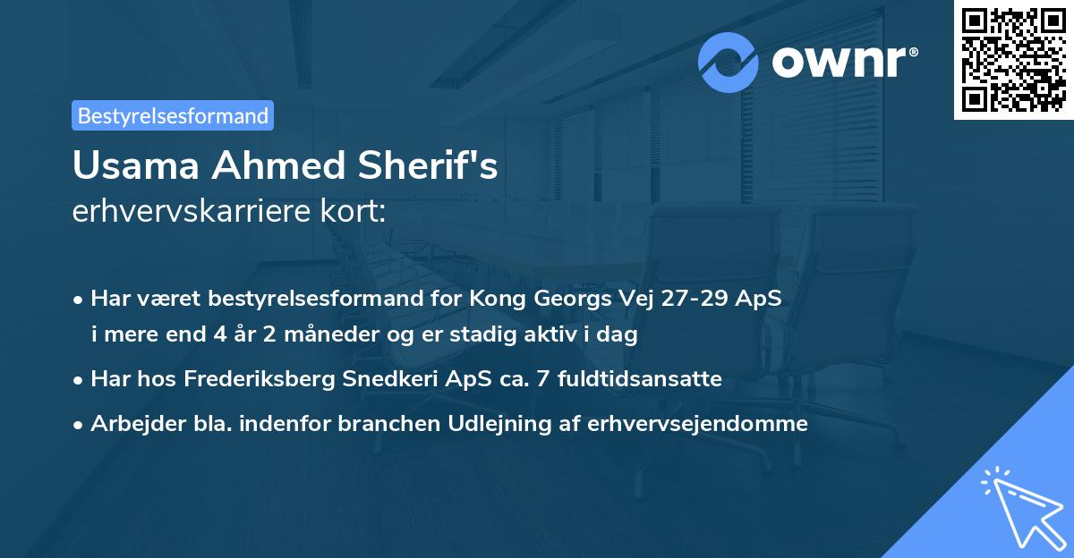Usama Ahmed Sherif's erhvervskarriere kort