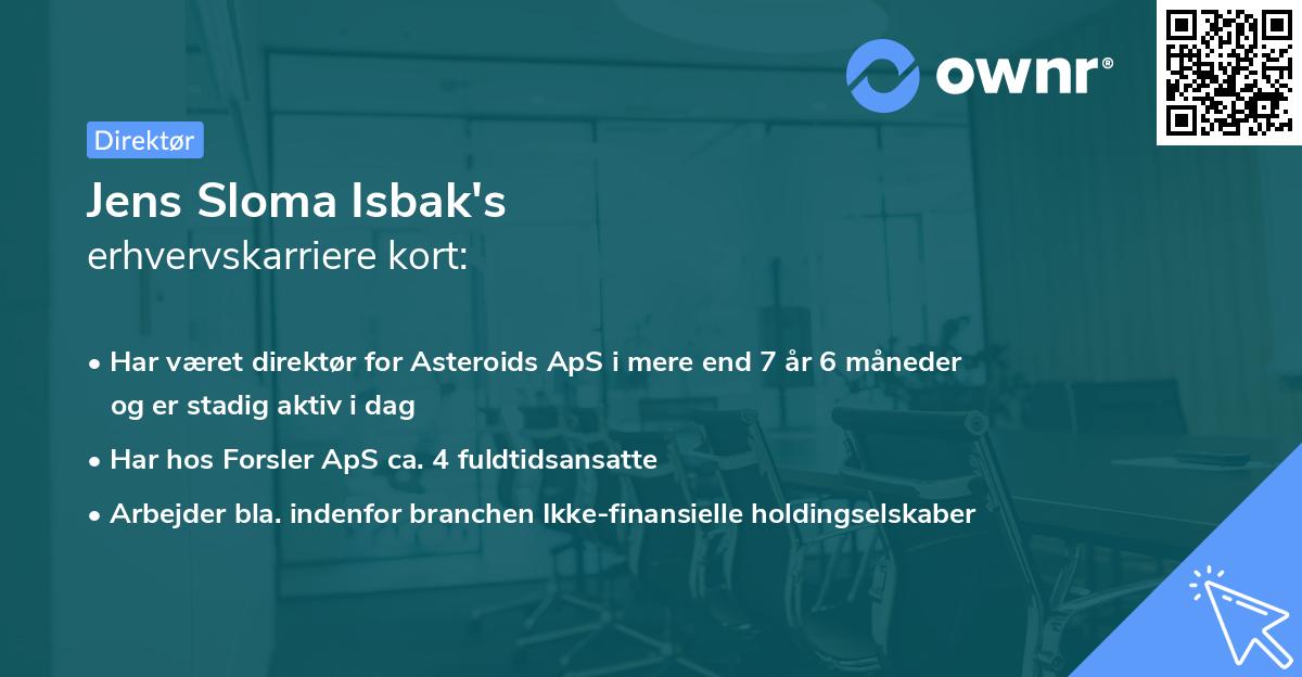 Jens Sloma Isbak's erhvervskarriere kort