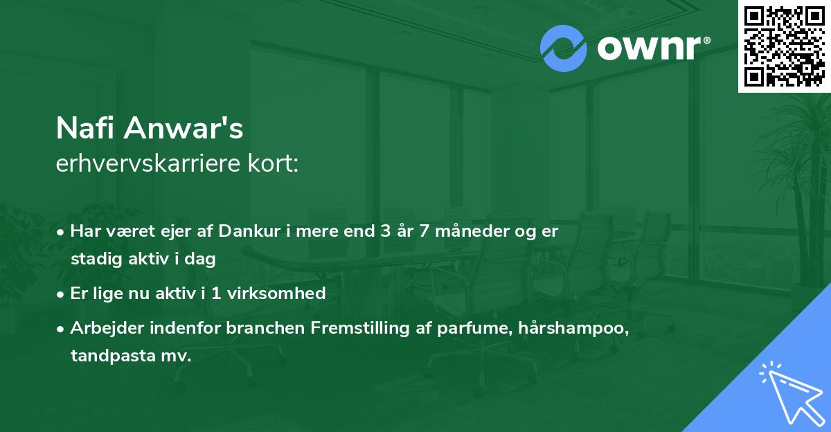 Nafi Anwar's erhvervskarriere kort