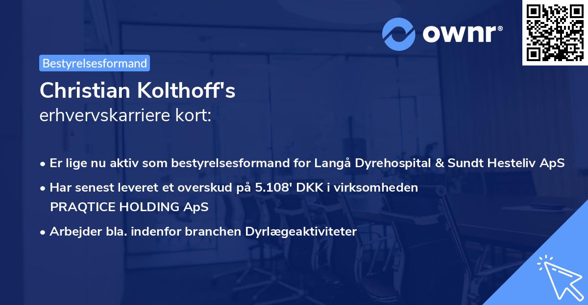 Christian Kolthoff's erhvervskarriere kort