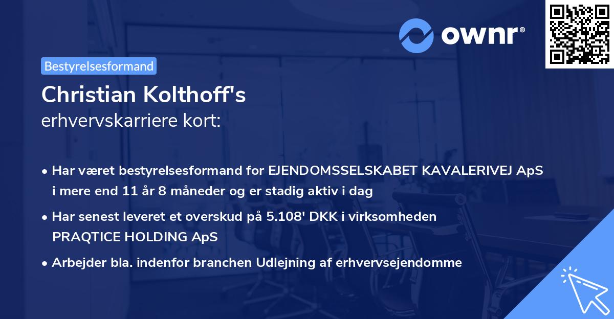 Christian Kolthoff's erhvervskarriere kort