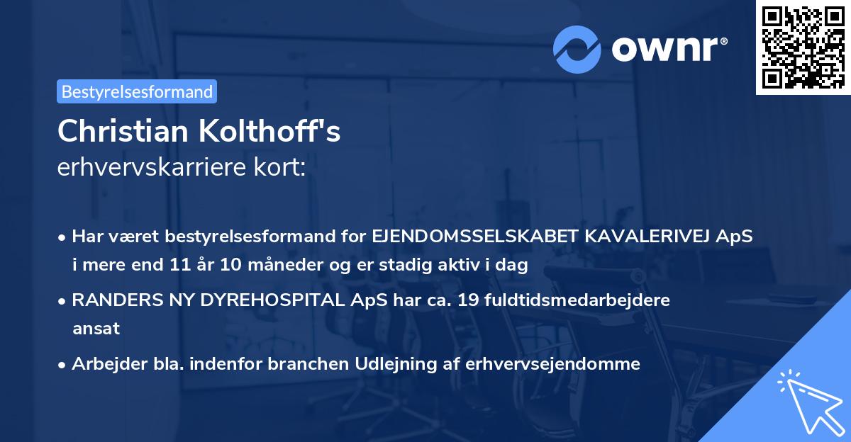 Christian Kolthoff's erhvervskarriere kort