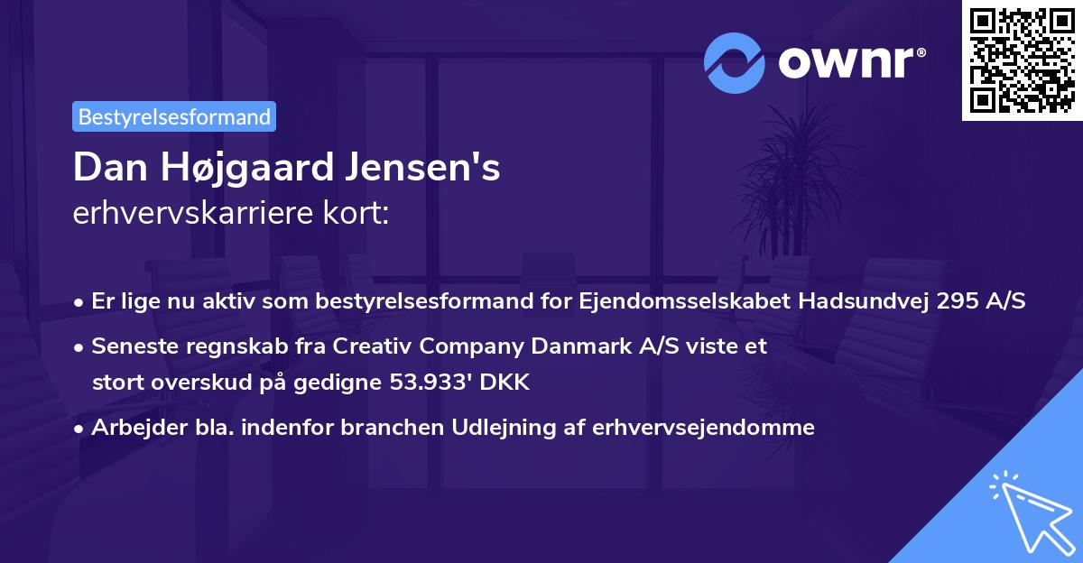 Dan Højgaard Jensen's erhvervskarriere kort