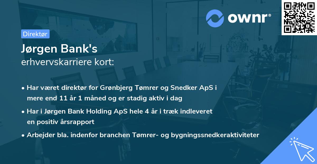 Jørgen Bank's erhvervskarriere kort