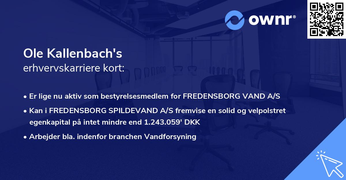 Ole Kallenbach's erhvervskarriere kort