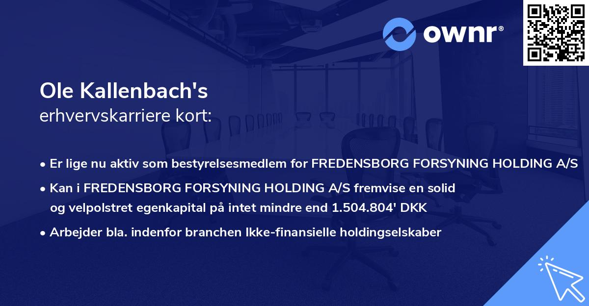 Ole Kallenbach's erhvervskarriere kort