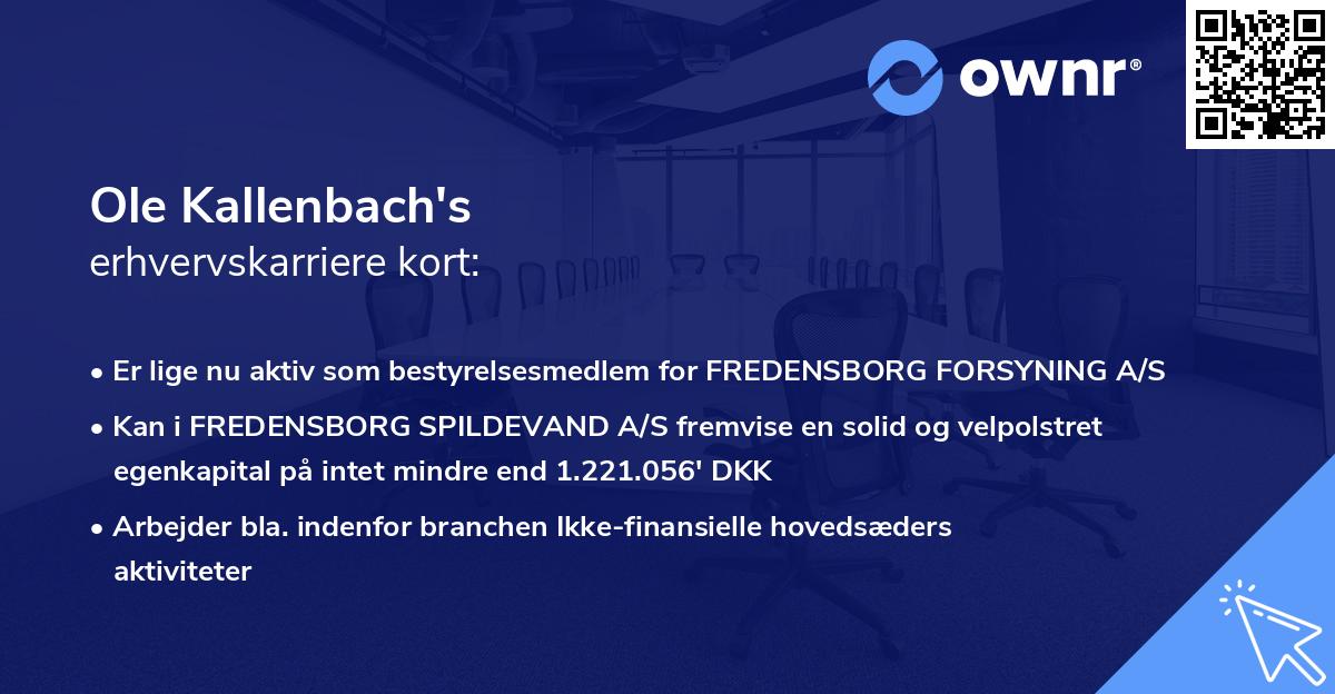 Ole Kallenbach's erhvervskarriere kort