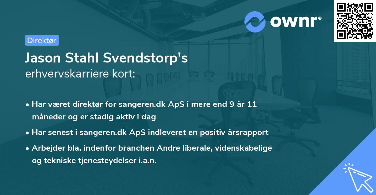 Jason Stahl Svendstorp's erhvervskarriere kort