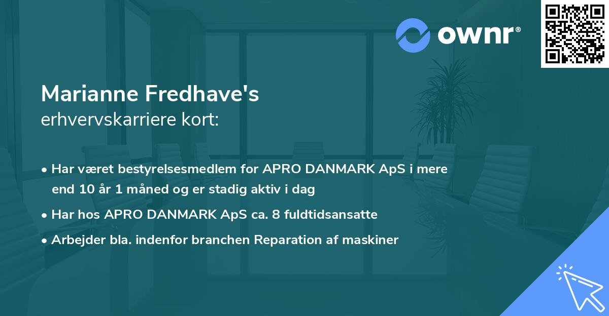 Marianne Fredhave's erhvervskarriere kort