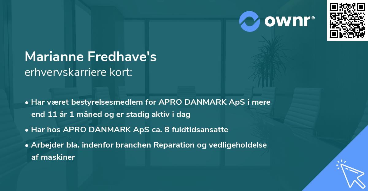 Marianne Fredhave's erhvervskarriere kort