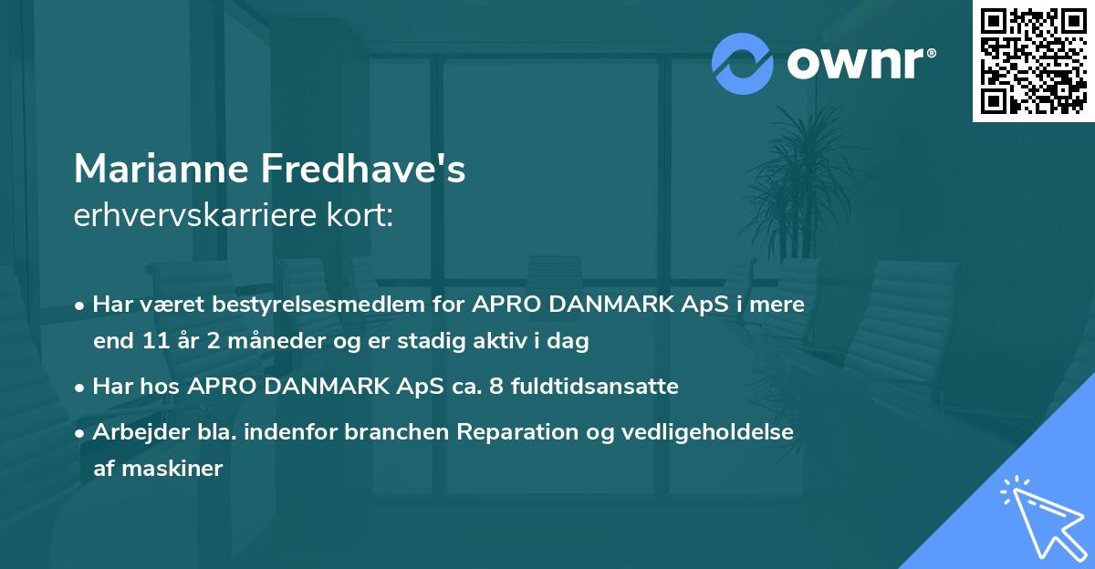 Marianne Fredhave's erhvervskarriere kort