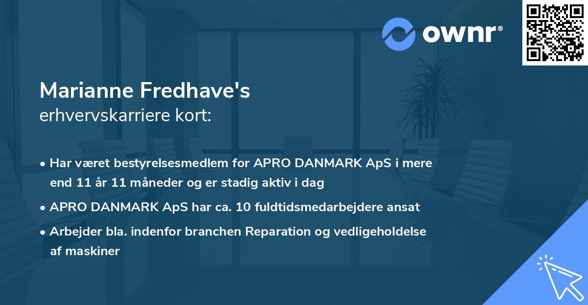Marianne Fredhave's erhvervskarriere kort