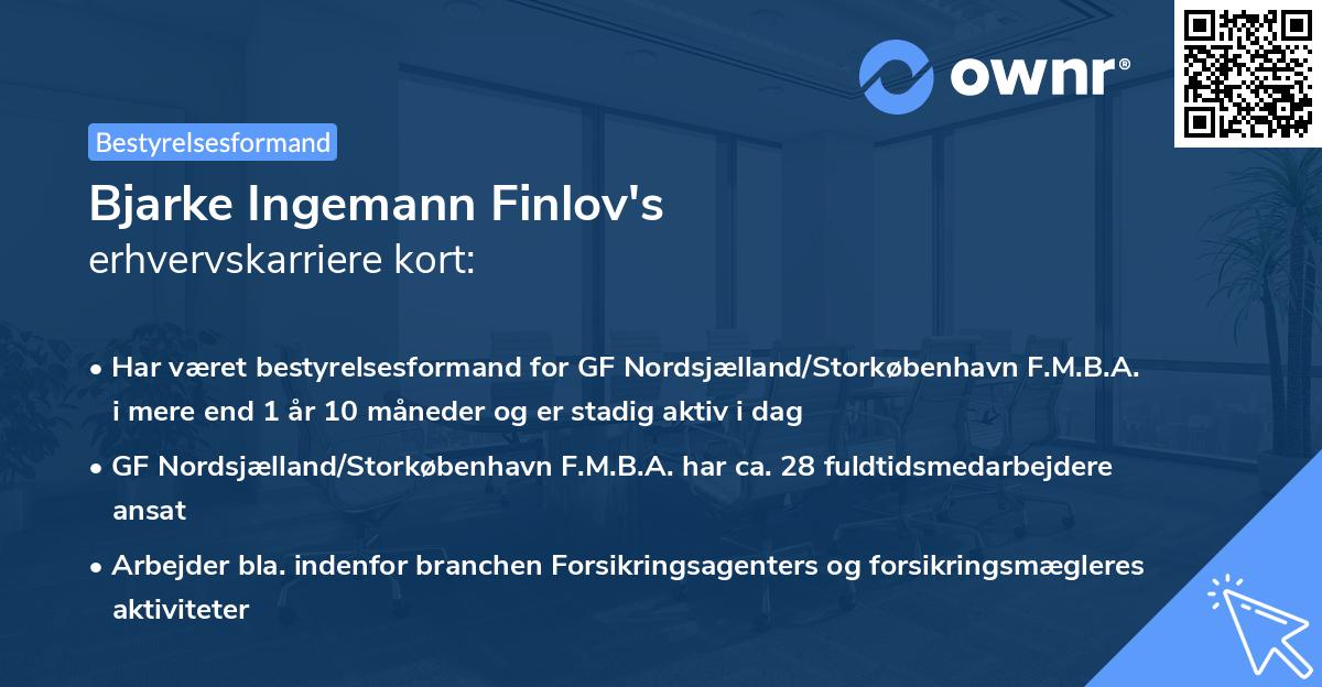 Bjarke Ingemann Finlov's erhvervskarriere kort