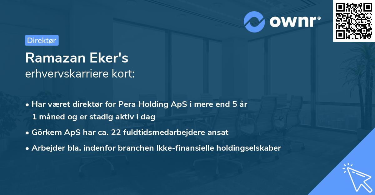Ramazan Eker's erhvervskarriere kort