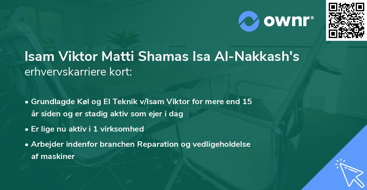Isam Viktor Matti Shamas Isa Al-Nakkash's erhvervskarriere kort