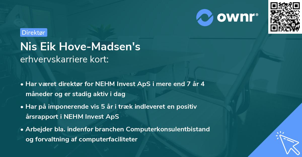 Nis Eik Hove-Madsen's erhvervskarriere kort