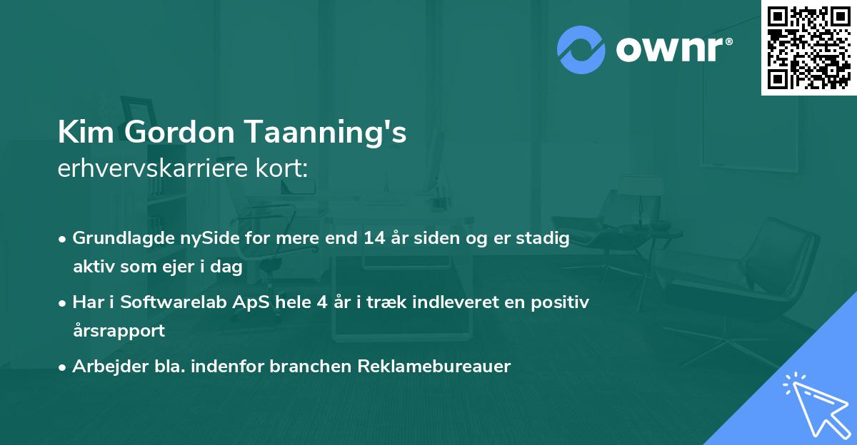 Kim Gordon Taanning's erhvervskarriere kort