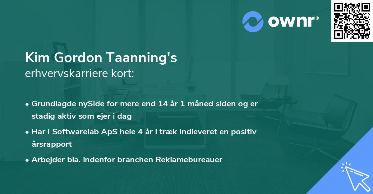 Kim Gordon Taanning's erhvervskarriere kort