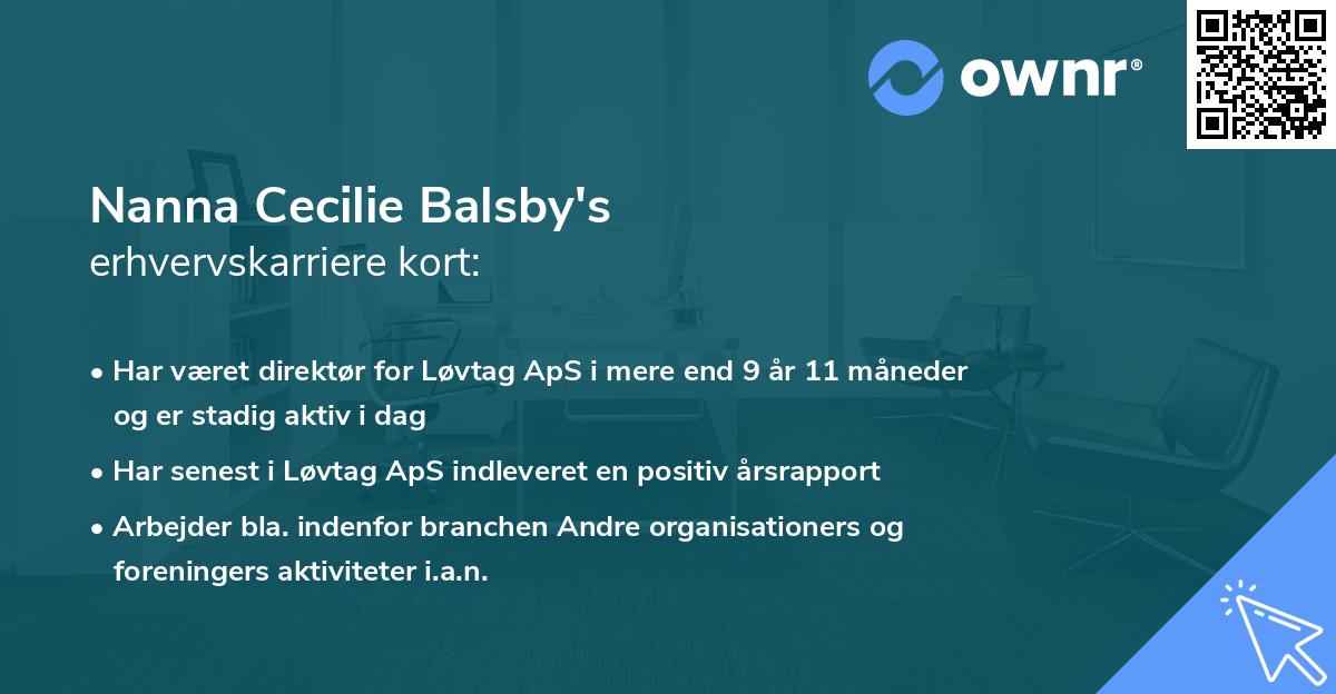 Nanna Cecilie Balsby's erhvervskarriere kort