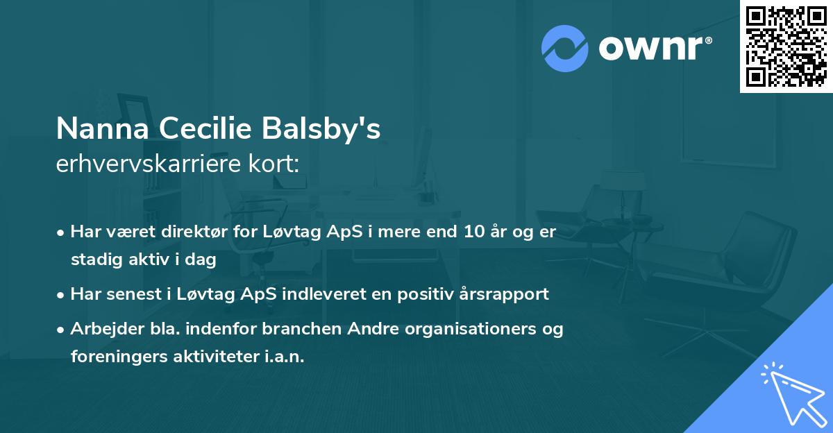 Nanna Cecilie Balsby's erhvervskarriere kort