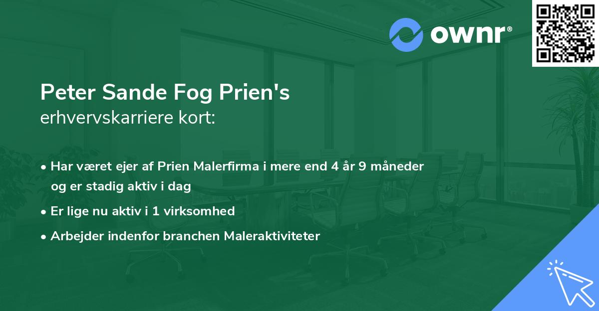 Peter Sande Fog Prien's erhvervskarriere kort