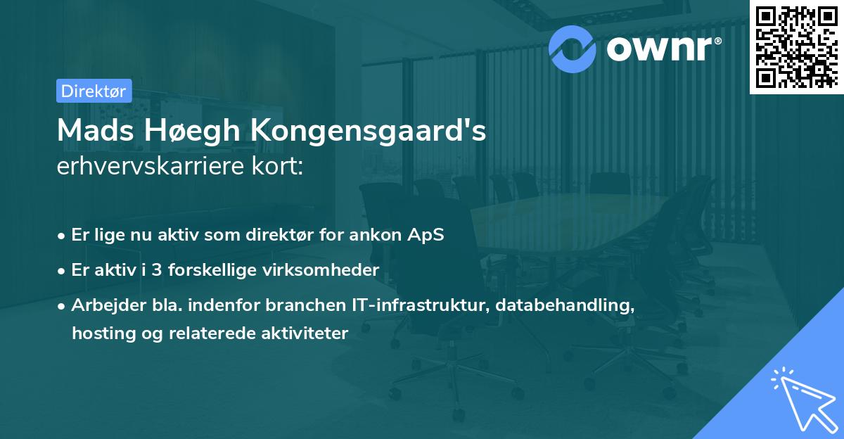 Mads Høegh Kongensgaard's erhvervskarriere kort