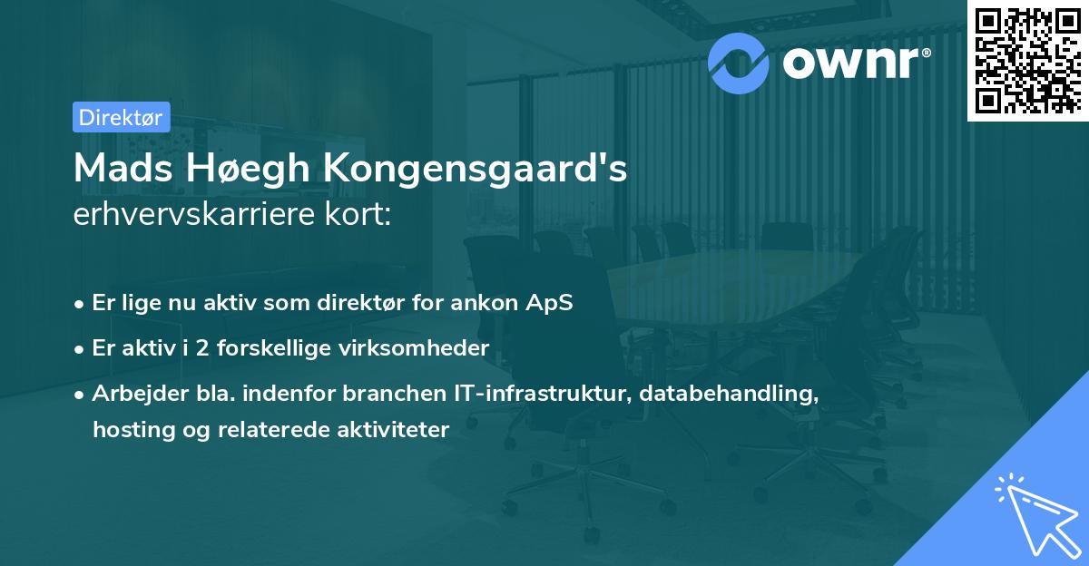 Mads Høegh Kongensgaard's erhvervskarriere kort
