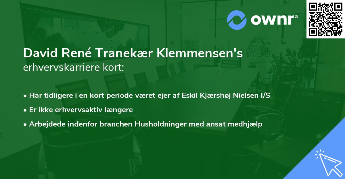 David René Tranekær Klemmensen's erhvervskarriere kort