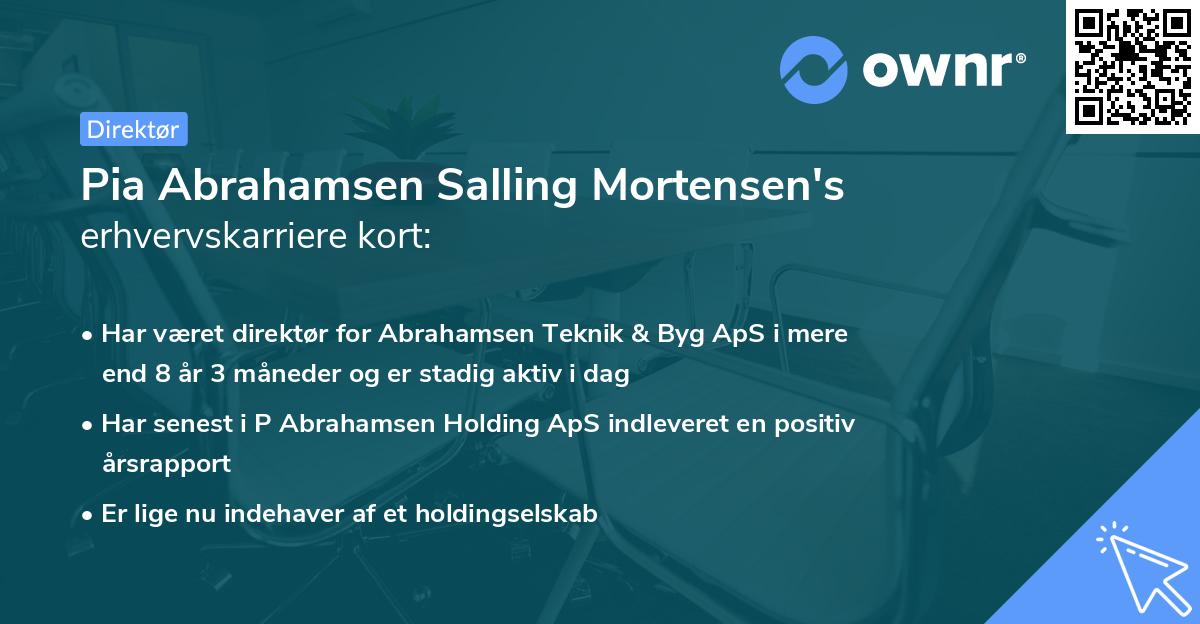 Pia Abrahamsen Salling Mortensen's erhvervskarriere kort