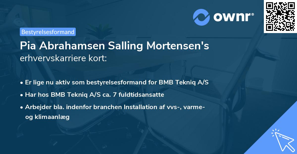 Pia Abrahamsen Salling Mortensen's erhvervskarriere kort