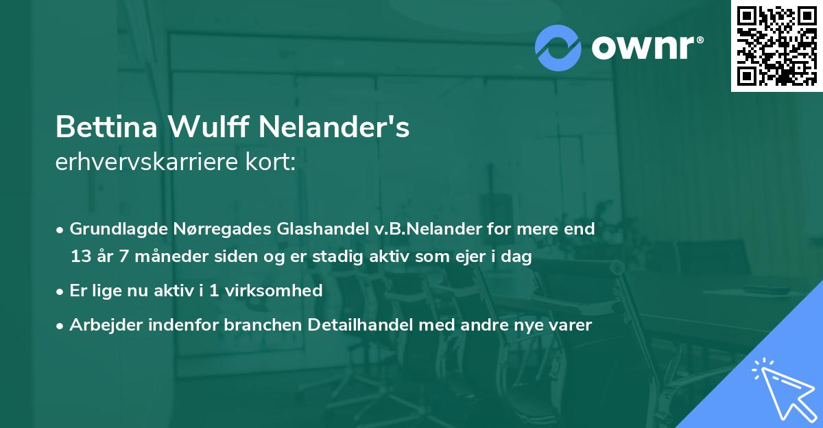 Bettina Wulff Nelander's erhvervskarriere kort