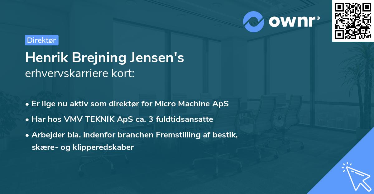 Henrik Brejning Jensen's erhvervskarriere kort