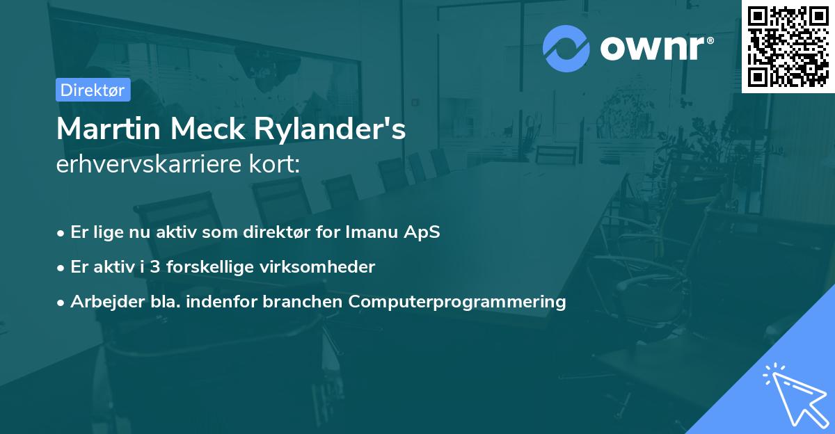 Marrtin Meck Rylander's erhvervskarriere kort