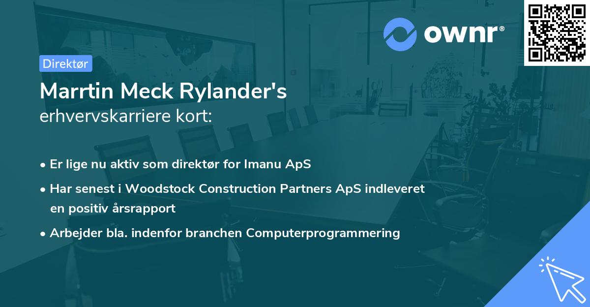 Marrtin Meck Rylander's erhvervskarriere kort