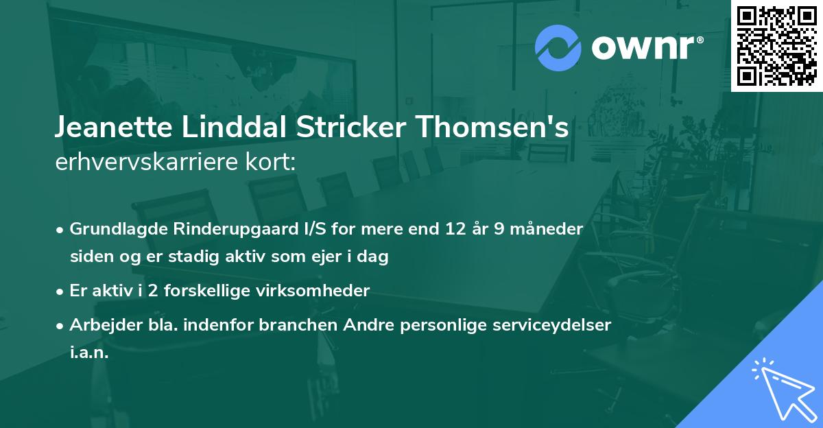 Jeanette Linddal Stricker Thomsen's erhvervskarriere kort