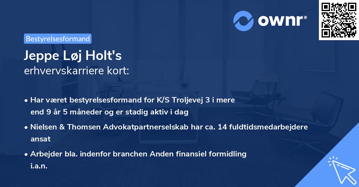 Jeppe Løj Holt's erhvervskarriere kort