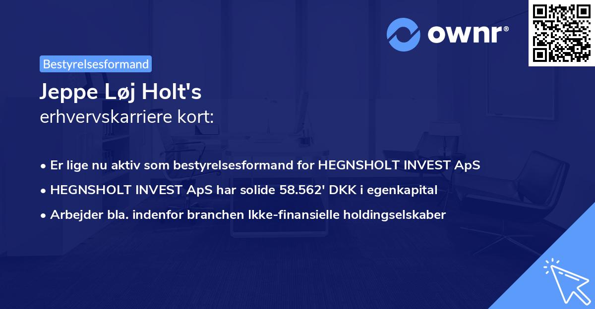 Jeppe Løj Holt's erhvervskarriere kort