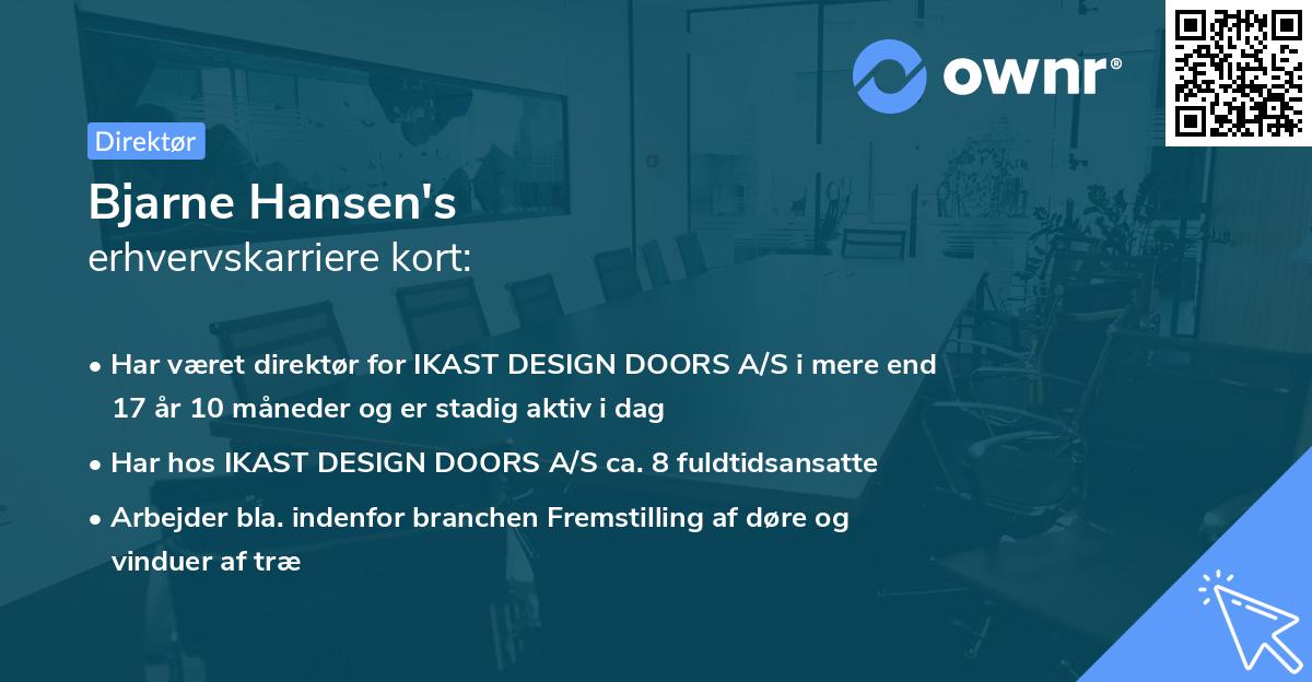 Bjarne Hansen's erhvervskarriere kort